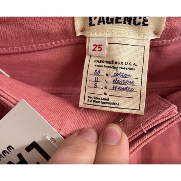 L'AGENCE Margot High Rise Skinny in Dusty Rose Coated. - Picture 5 of 7